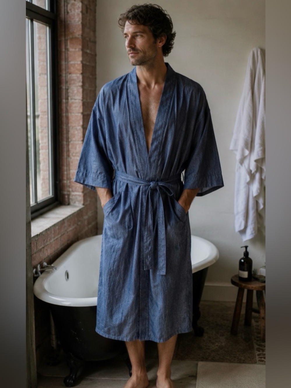 RUDAS‎ x Wythe Hotel Denim Robe Kimono Idlewear Unisex One Size USA Made